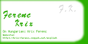 ferenc krix business card